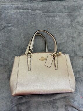 Coach Mini Christie Carryall Metallic Platinum Gold Satchel Bag